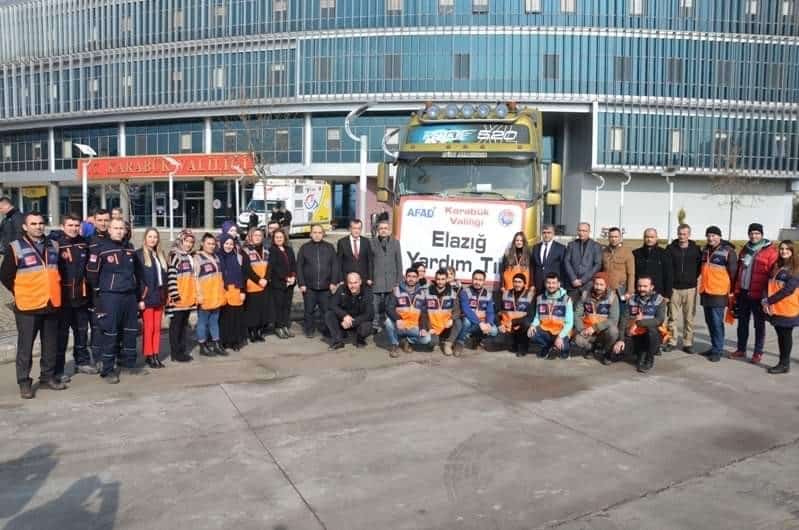 Karabük İl Afet Acil Durum Müdürlüğü koordinasyonunda toplanan yardım malzemeleri