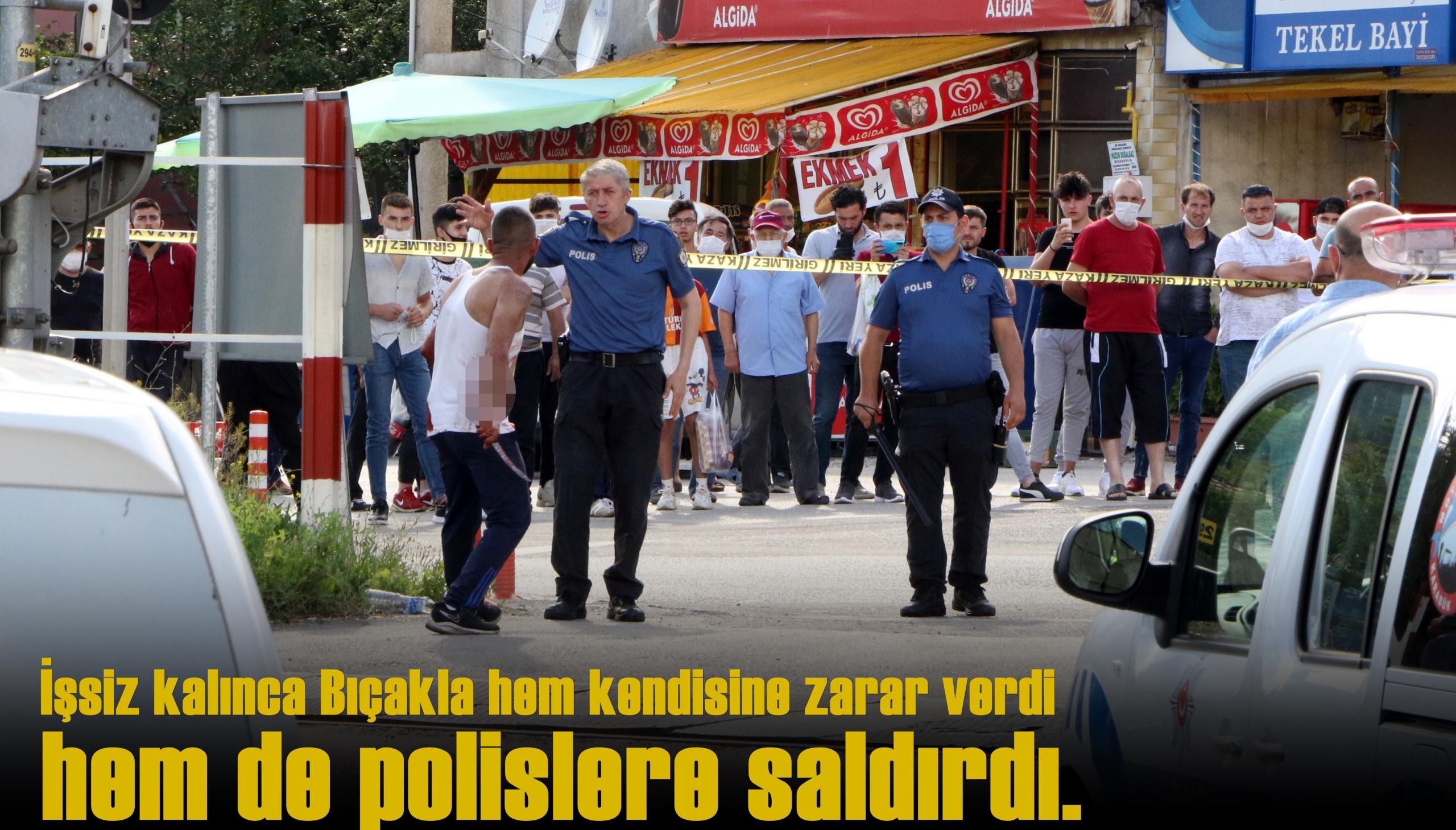 Ceza yedi, polislere saldırdı