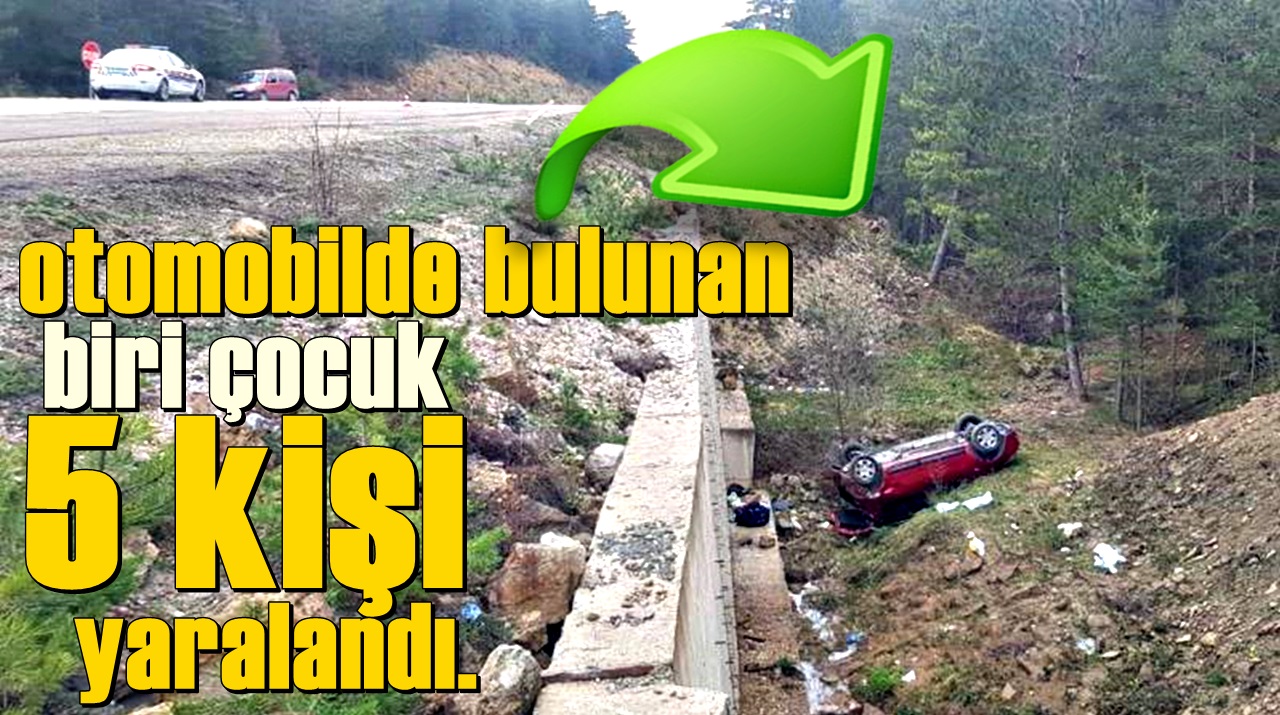 Karabük’ün Eflani ilçesinde meydana gelen trafik kazasında yoldan çıkan otomobil