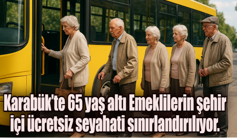 Karabük Belediyesi’ne ait halk otobüslerinden ücretsiz faydalanan65 yaş altı emekliler