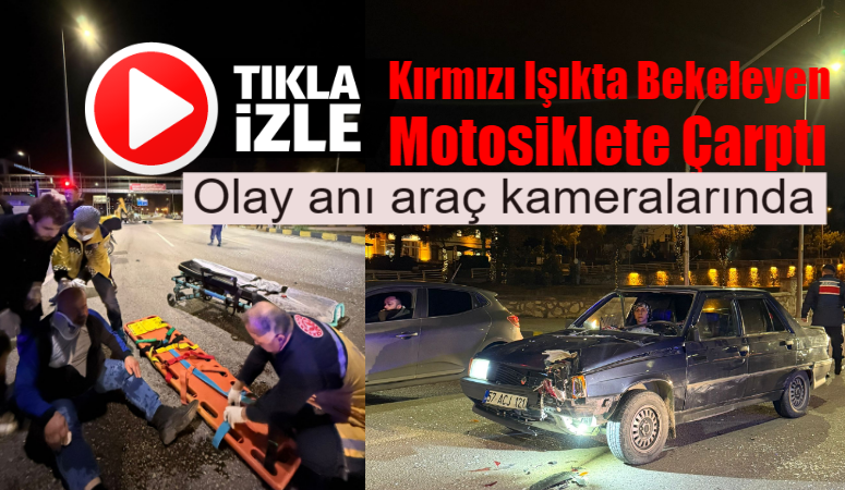 Karabük Kardemir kavşağında kırmızı ışıkta duran motosiklet sürücüsüne arkadan çarptı.