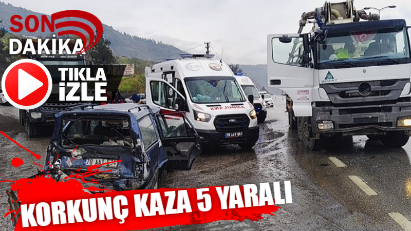Karabük-Eskipazar D100 Karayolu Karabük çıkışında yaşanan trafik kazasında 5 kişi